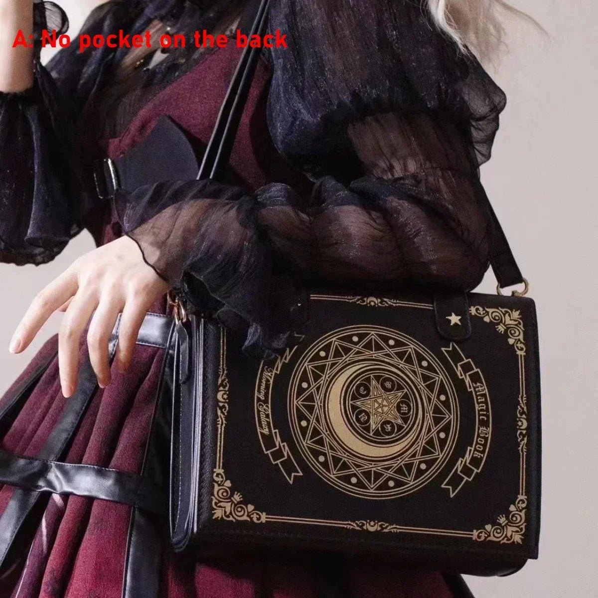 Gothic Square Black Shoulder Bag Luxury Designer Handbags Messenger Tote Bags Women