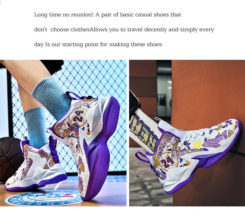 Men's Basketball Breathable Outdoor Shoes Fashion Graffiti Training Shoes