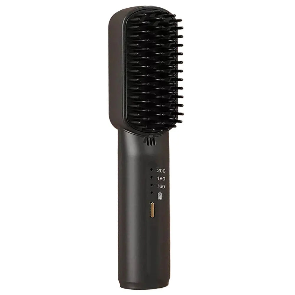 Cordless Electric Hot Comb Rechargeable Portable Straightening Brush Anti-Scald Hair Straightener Comb 3 Temp Settings for Women Pink / United States Black / United States