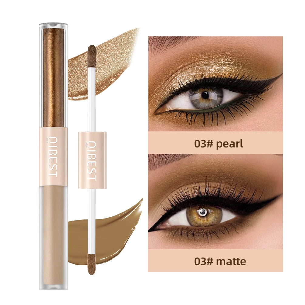 Double End Glitter Matte Eye shadow Stick Pencil Waterproof Bicolor Shimmer
