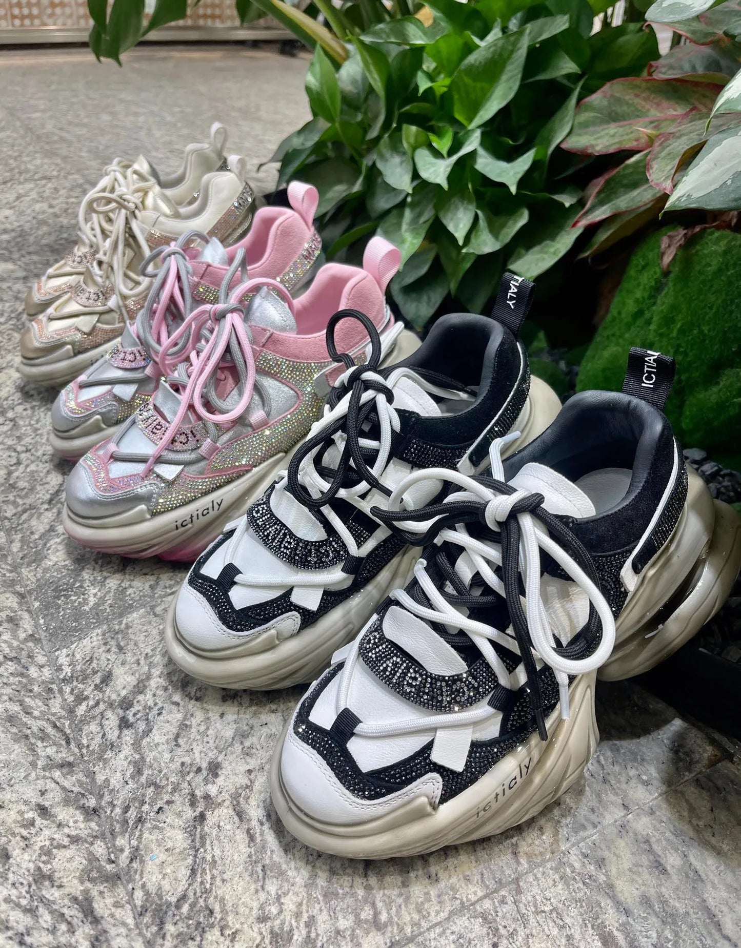 High Heels Platform Chunky Sneakers Unique Design Real Leather Trendy
