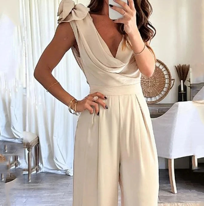 Fashion Jumpsuits for Women Casual Lace Up Slim Sleeveless Lady Office Wide Legs A / L A / XL A / S A / L-A / XL-A / S-A / M-