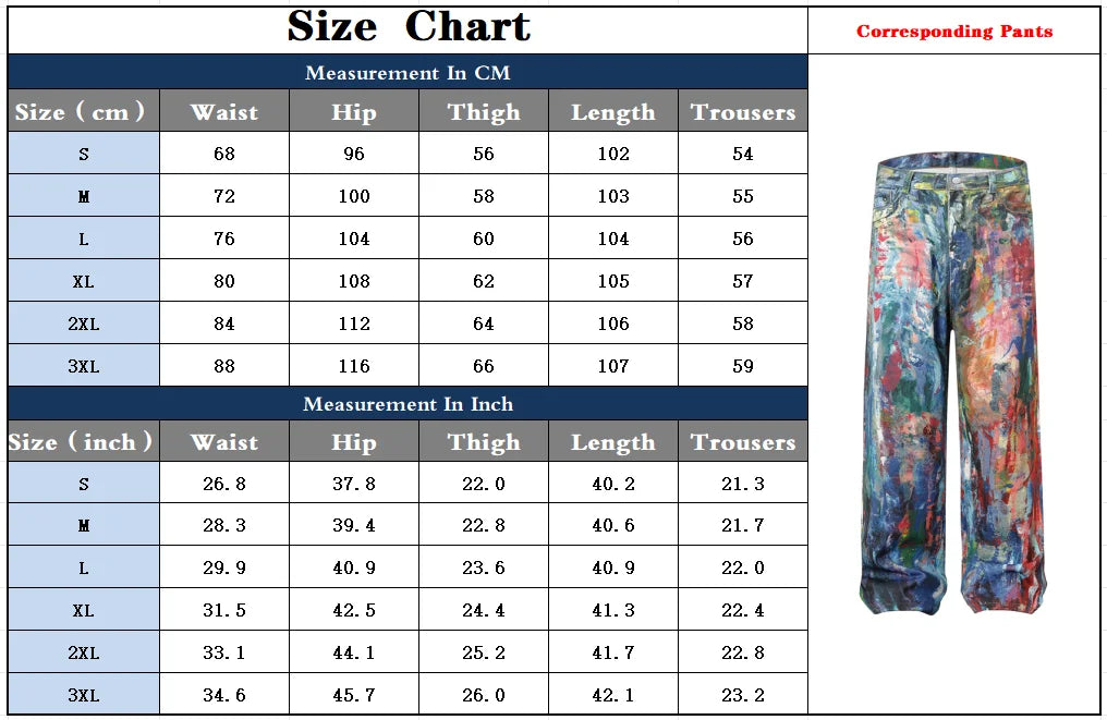 Graffiti Painting Baggy Jeans Pants For Men Designer Wide Leg Denim Trousers Multicolour / S / CHINA Multicolour / M / CHINA Multicolour / L / CHINA Multicolour / S / CHINA-Multicolour / M / CHINA-Multicolour / L / CHINA-Multicolour / XL / CHINA-Multicolour / 2XL / CHINA-Multicolour / 3XL / CHINA-