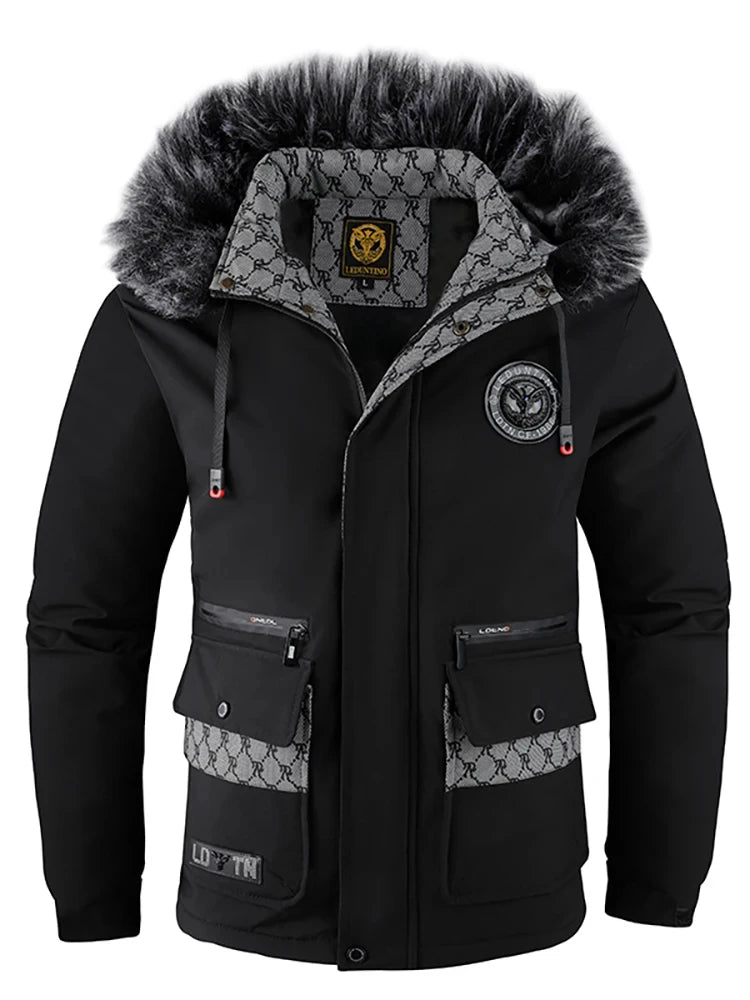 Men's Hooded Cotton Jacket Windproof Padded Cold Pure Color Simple