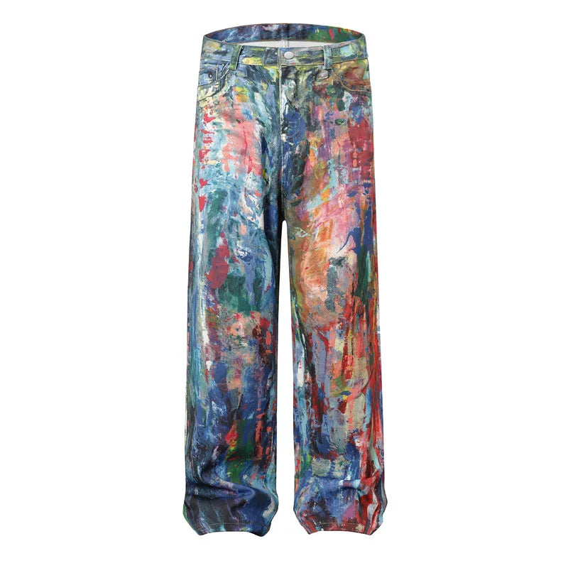Graffiti Painting Baggy Jeans Pants For Men Designer Wide Leg Denim Trousers Multicolour / S / CHINA Multicolour / M / CHINA Multicolour / L / CHINA Multicolour / S / CHINA-Multicolour / M / CHINA-Multicolour / L / CHINA-Multicolour / XL / CHINA-Multicolour / 2XL / CHINA-Multicolour / 3XL / CHINA-