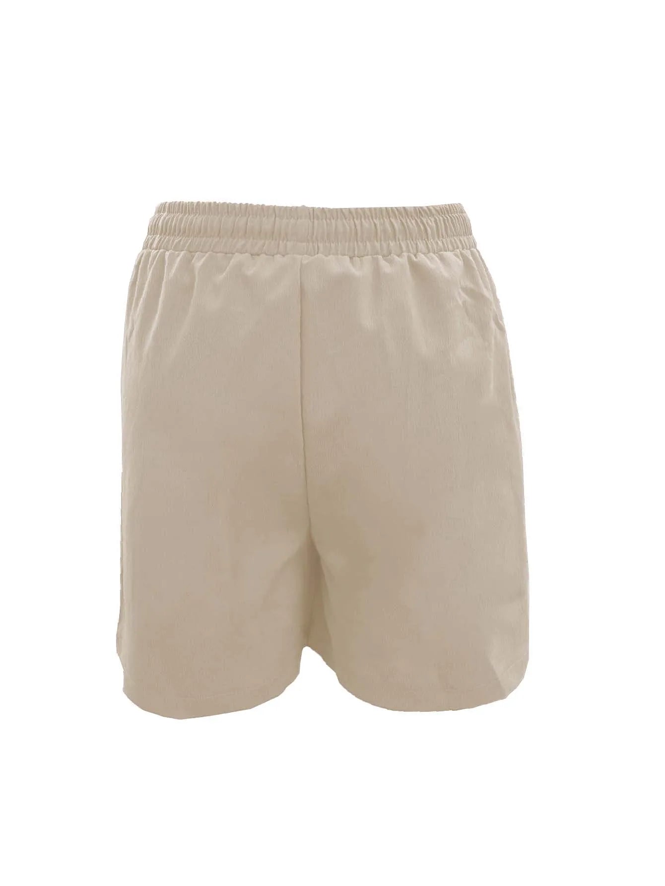 Summer New Women's Solid Color Pocket Loose High Waist Casual Fashion Quarter Shorts