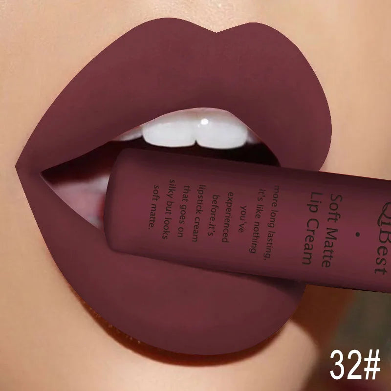 Hot Velvet Matte Nude Lip Gloss Sexy Long Lasting Non-stick Cup Nude Red Liquid Lipstick Waterproof 1 3