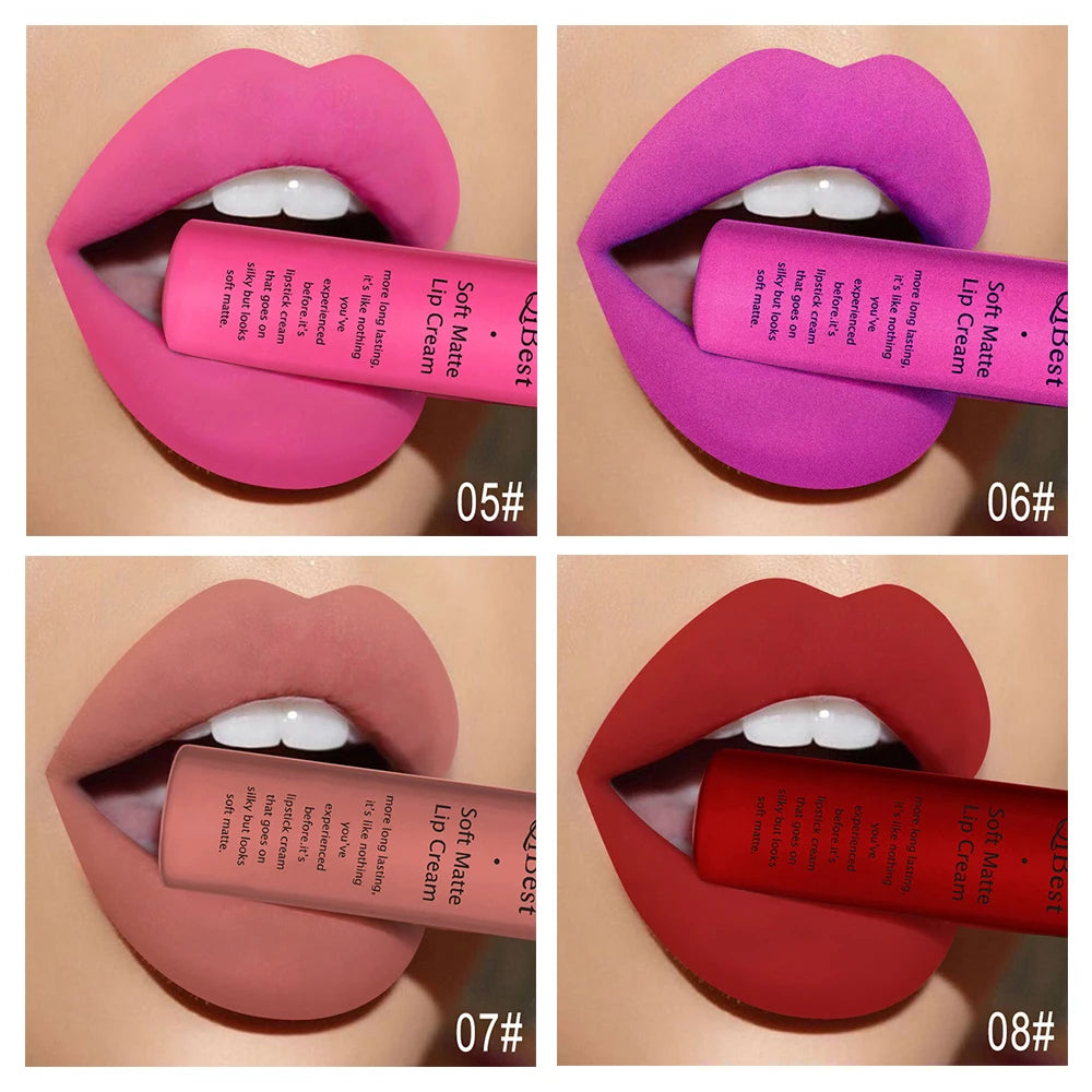 Hot Velvet Matte Nude Lip Gloss Sexy Long Lasting Non-stick Cup Nude Red Liquid Lipstick Waterproof 1 3