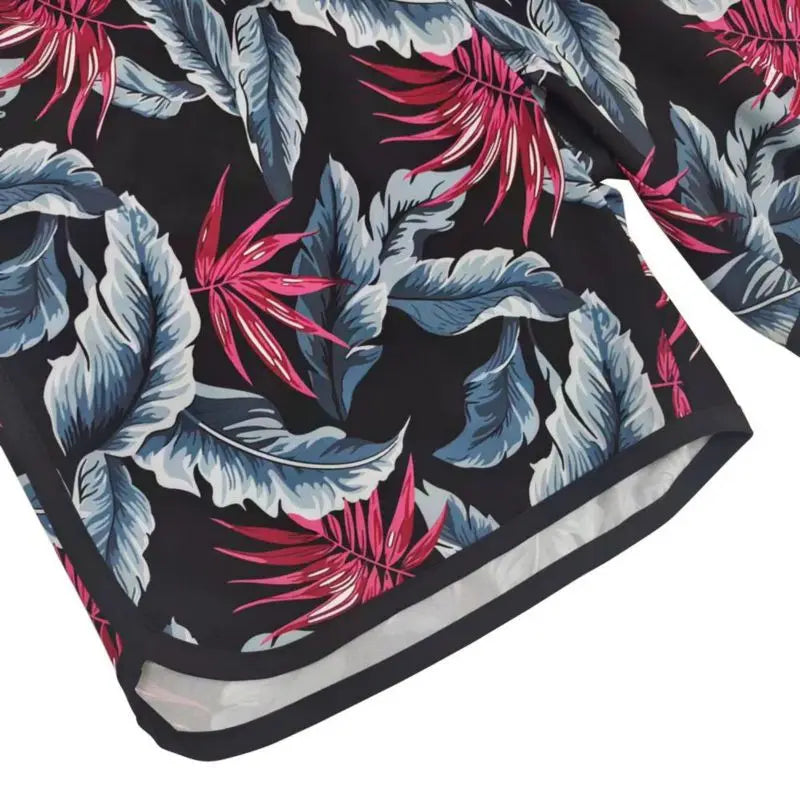 Men's Drawstring Printed Swimsuit Men Quick Dry Beach Trunks with Pockets and Lining