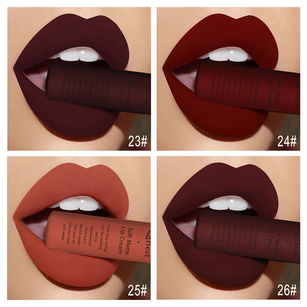 Hot Velvet Matte Nude Lip Gloss Sexy Long Lasting Non-stick Cup Nude Red Liquid Lipstick Waterproof 1 3