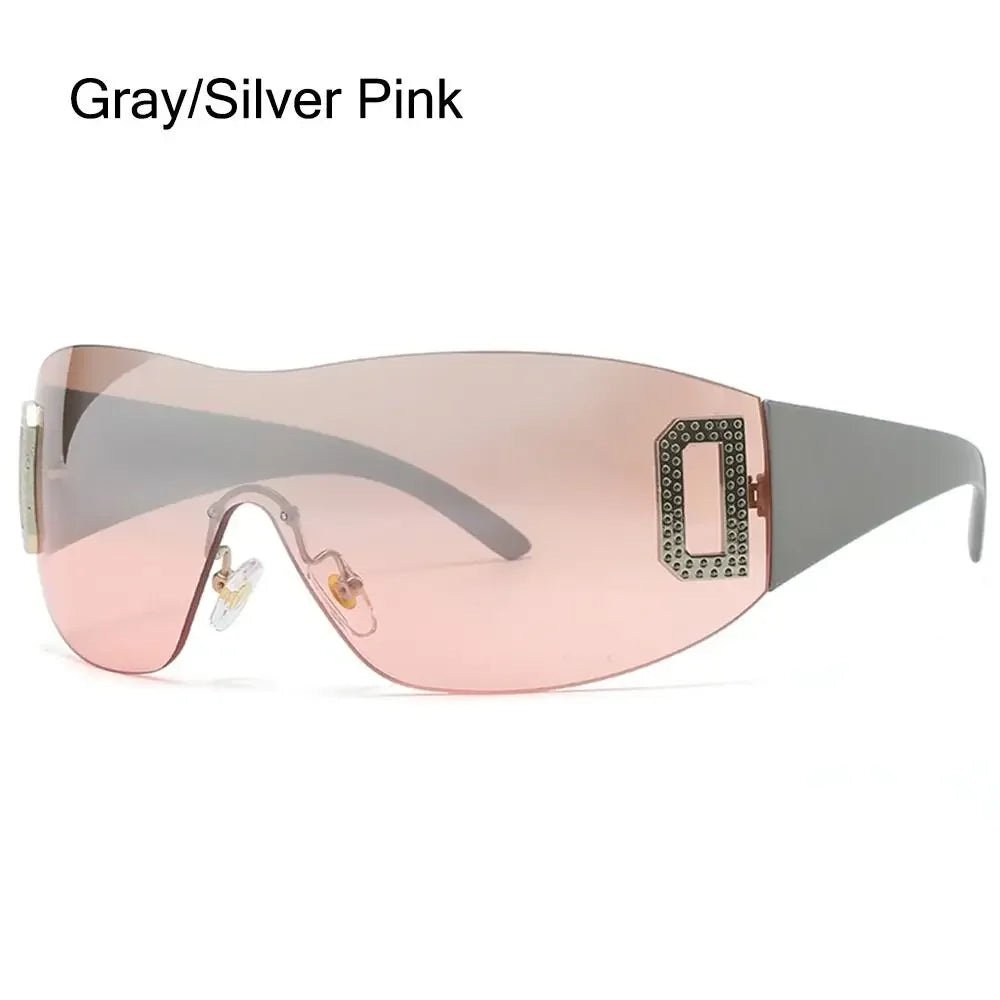 Luxury Y2K One Piece Sunglasses Women Brand Designer New Punk Sports Sun Glasses Men Goggle Shades UV400 Fashion Letter Eyewear