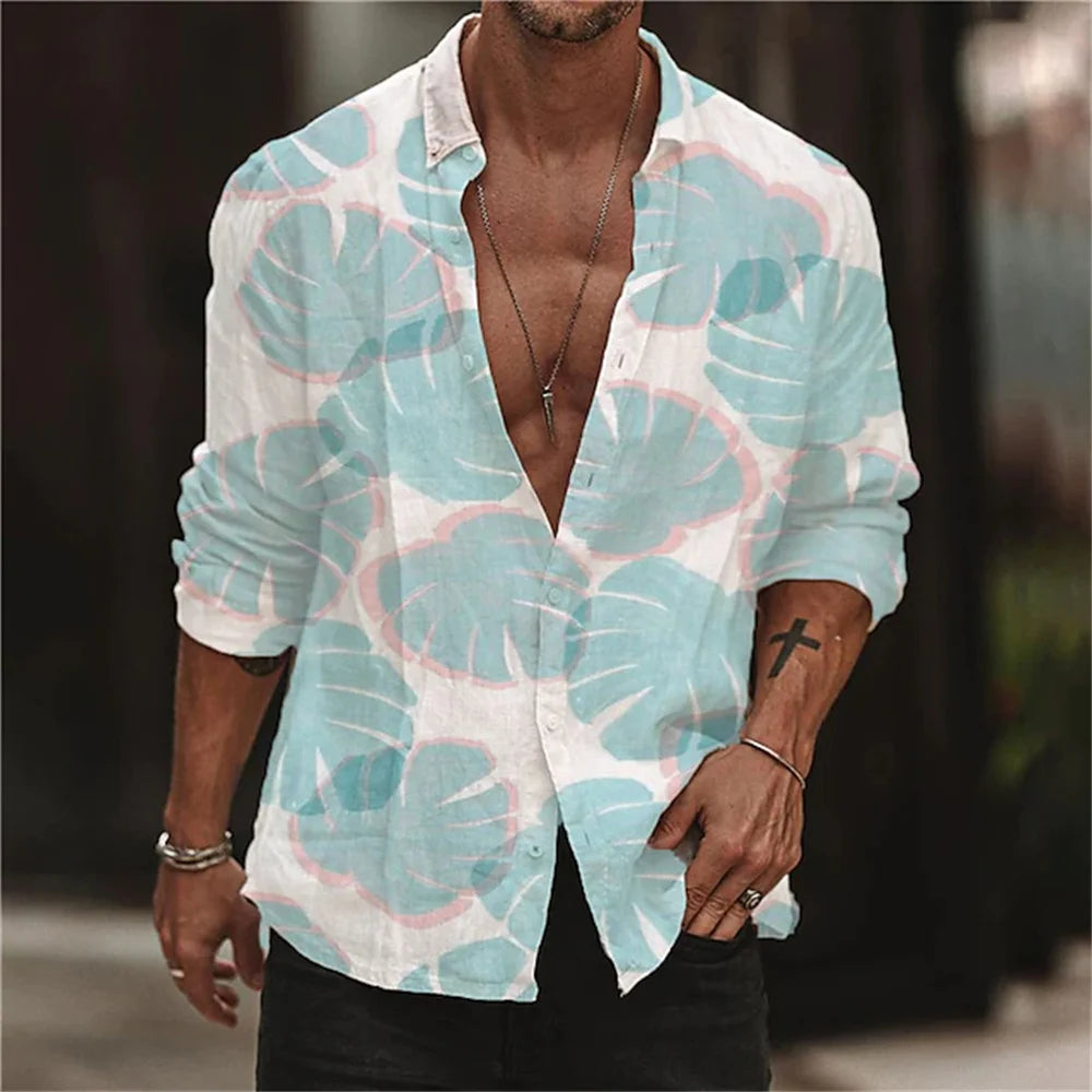 Musical Notes Beige Casual Long Sleeve Button Clothing Sports Fashion