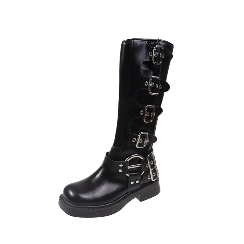 Lady Boots Women's Rubber Luxury Designer Square Toe Winter Footwear Boots