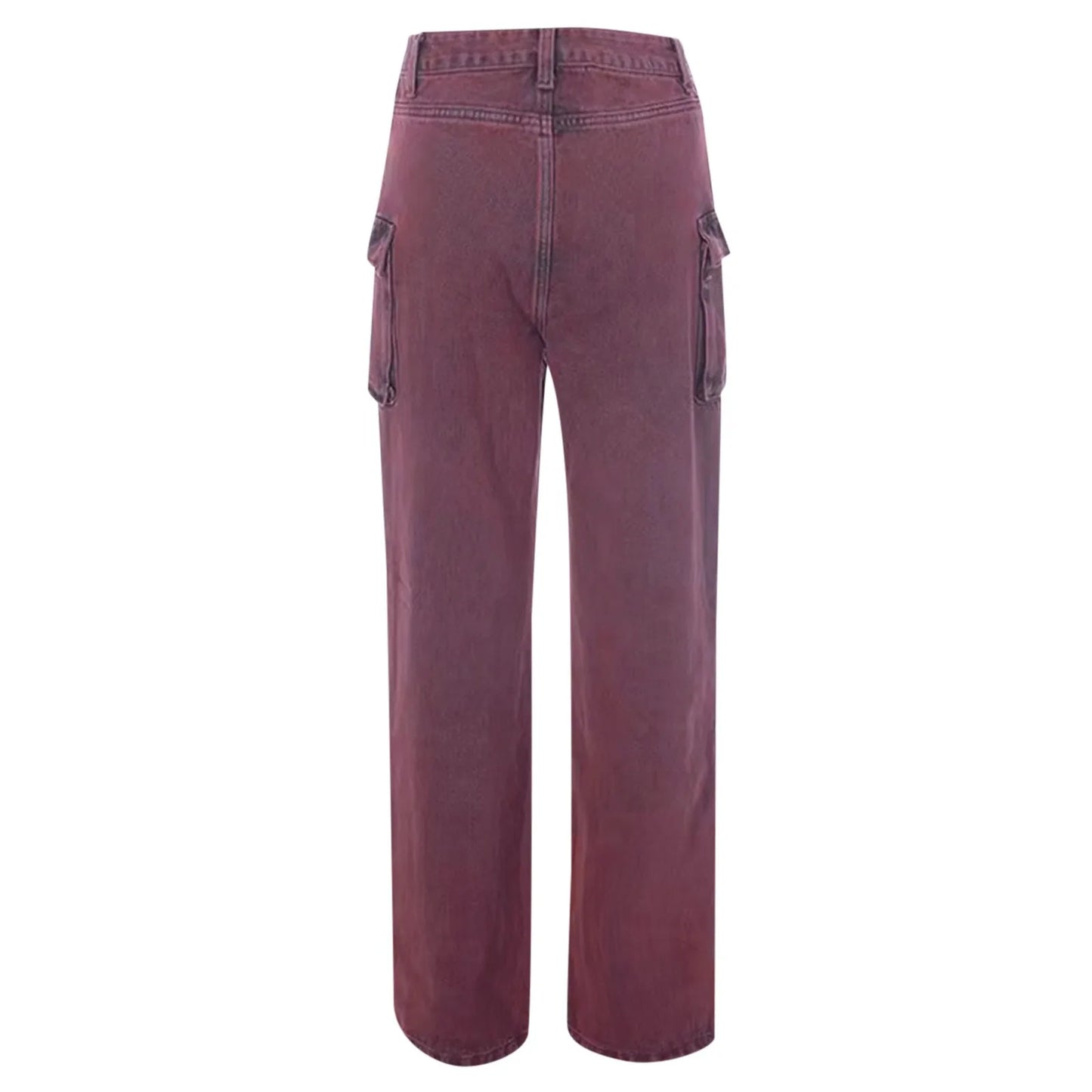 Women Streetwear Loose Straight Multi Pockets Denim Cargo Pants Wide Leg Jeans Baggy Brown / L / United States Red / S / United States