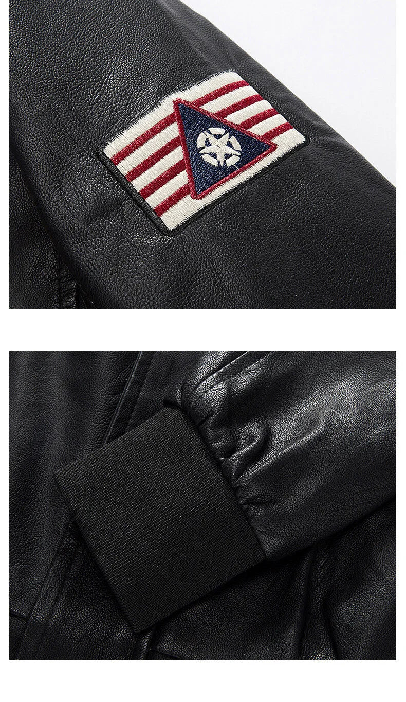 Men's Motorcycle Suit Leather jacket Color collar pilot casual PU leather jacket