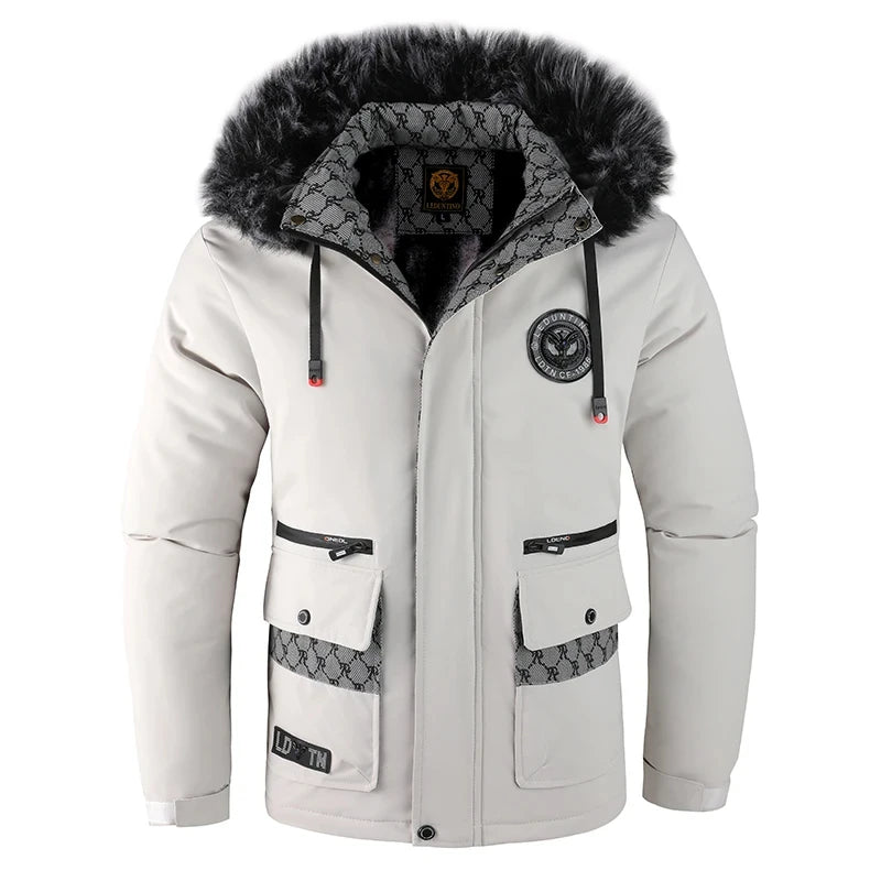 Men's Hooded Cotton Jacket Windproof Padded Cold Pure Color Simple