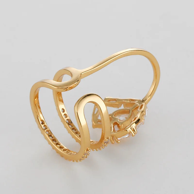 Dainty Crown Nail Rings for Women Full Zircon Fingernail Adjustable Tip Nail Cap Loop Ring