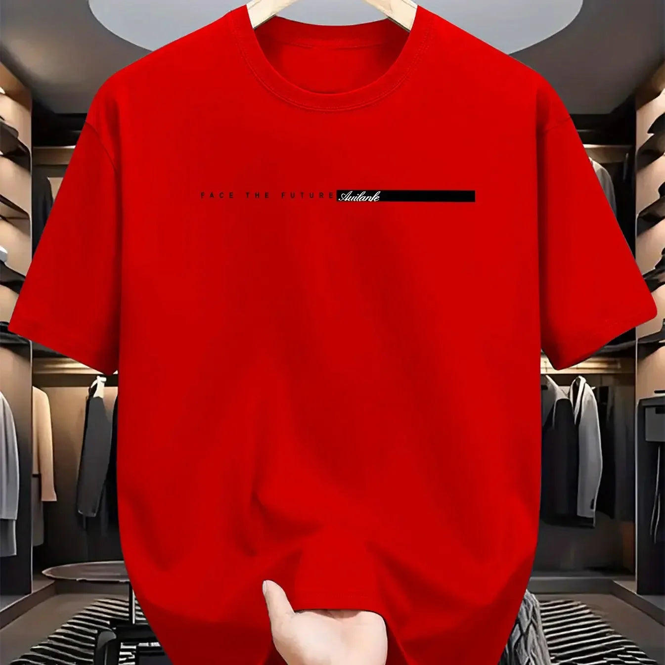 Men's Casual T-shirt, Round Neck Short Sleeves Letter Print Unisex Short Sleeves