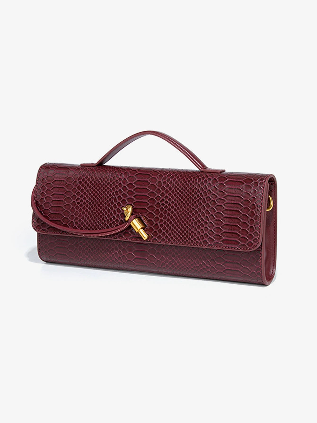 Burgundy bag cherry red envelope wine red envelope upscale new handbag crocodile flip hand