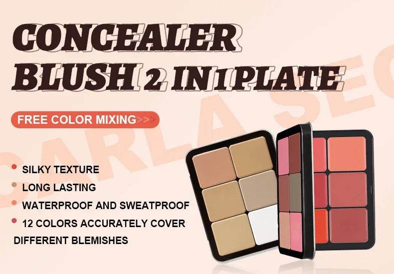 12-color Concealer Blush Cream Matte Highlight Contour Makeup All-in-one Palette Contouring - Fashionqueene.com