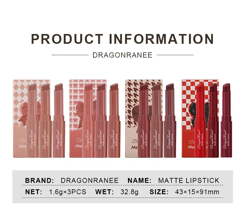 1/3pcs Nude Lipstick Crayon Long Lasting Matte Lipstick Pencil 24 Hours Waterproof Set Lip Moisturizer Colouring Lip Tint Stick
