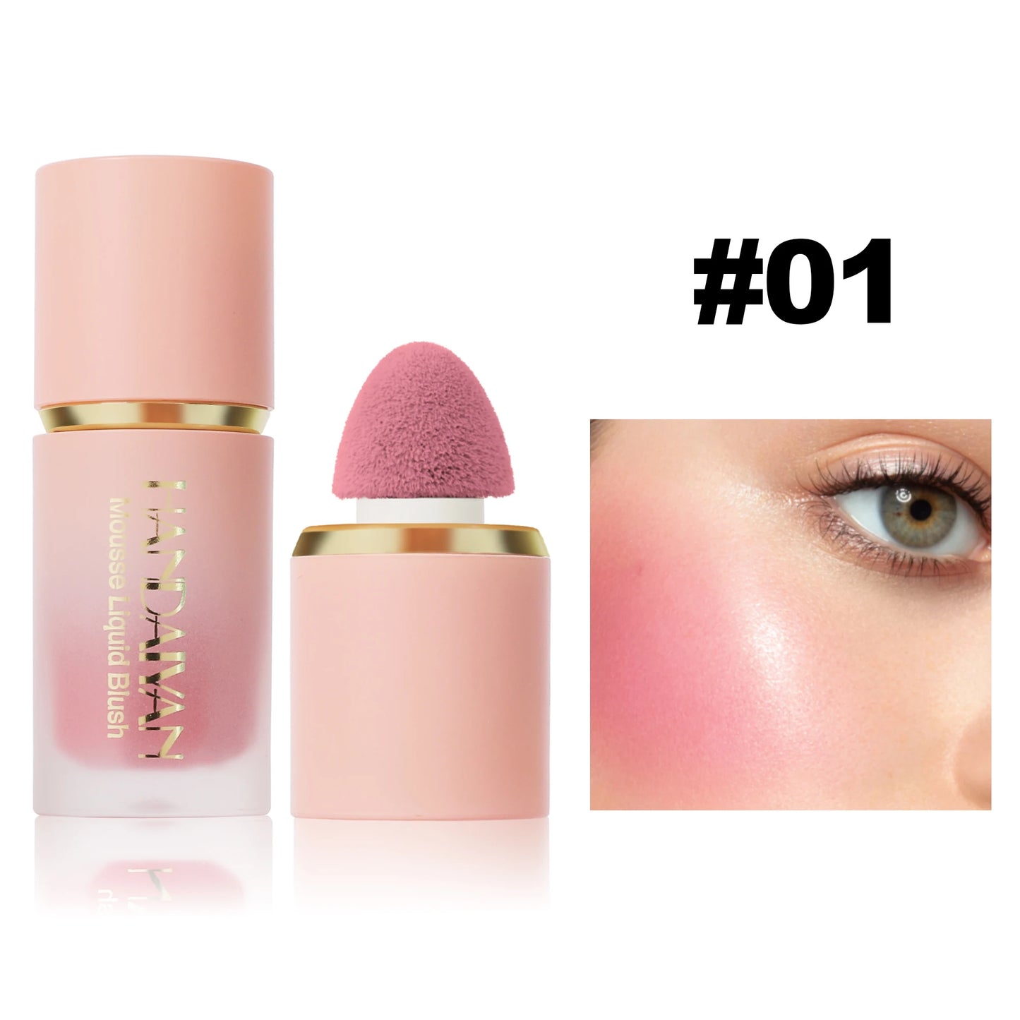 Handaiyan Matte Glitter Face Liquid Blusher Smooth Cheek Blush Highlighter Stick Rouge 01