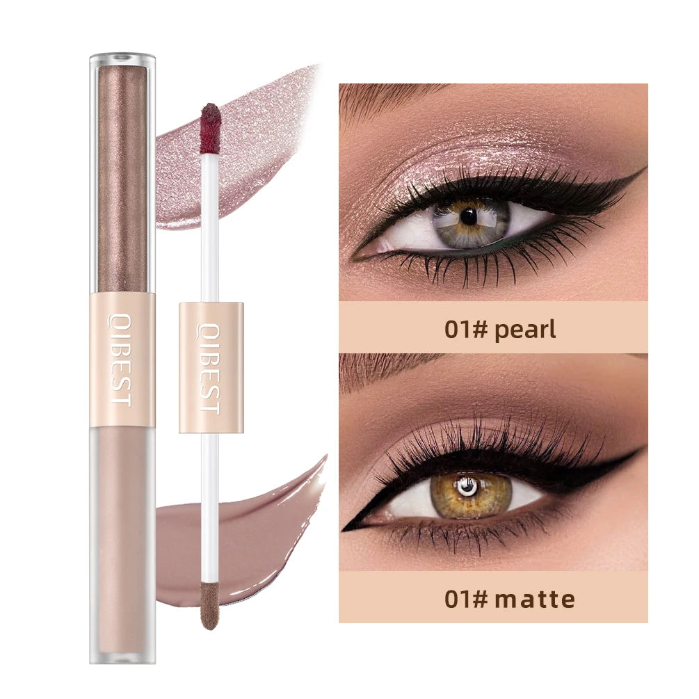 Double End Glitter Matte Eye shadow Stick Pencil Waterproof Bicolor Shimmer