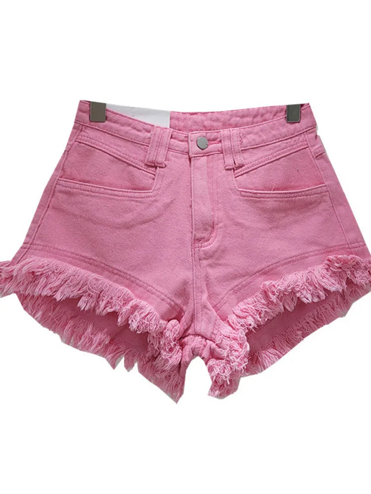 Denim Shorts Pants Low Rise Slim Lady Crop jeans Distressed Chic Casual Short Trousers