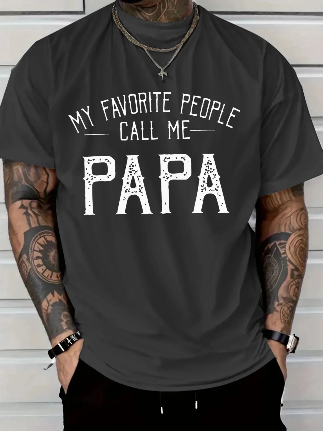 Men'S T-Shirt Red My Favorite People Call Me PAPA Graphic Tee for Casual Wear