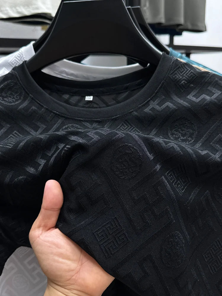 Silk Breathable Short Sleeve Men O-neck Top Cool Comfortable T-shirt