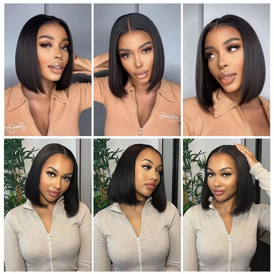 Glueless Wig Human Hair Ready To Wear Short Bob Wig Pre Cut Lace Human Hair