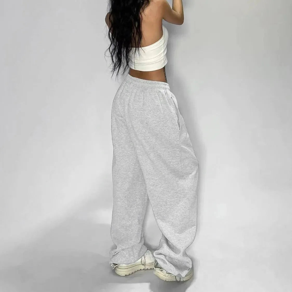 Y2K Baggy Pants Pocket Elastic Waist Oversized Wide Leg Pant Casual Streetwear