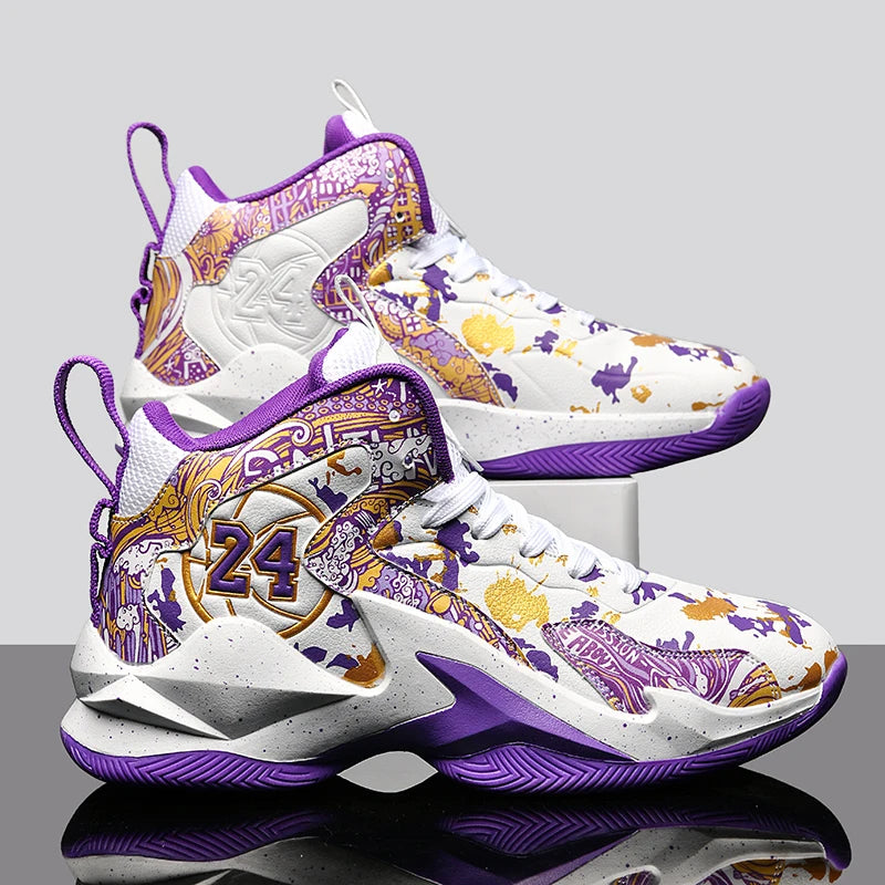 Men's Basketball Breathable Outdoor Shoes Fashion Graffiti Training Shoes