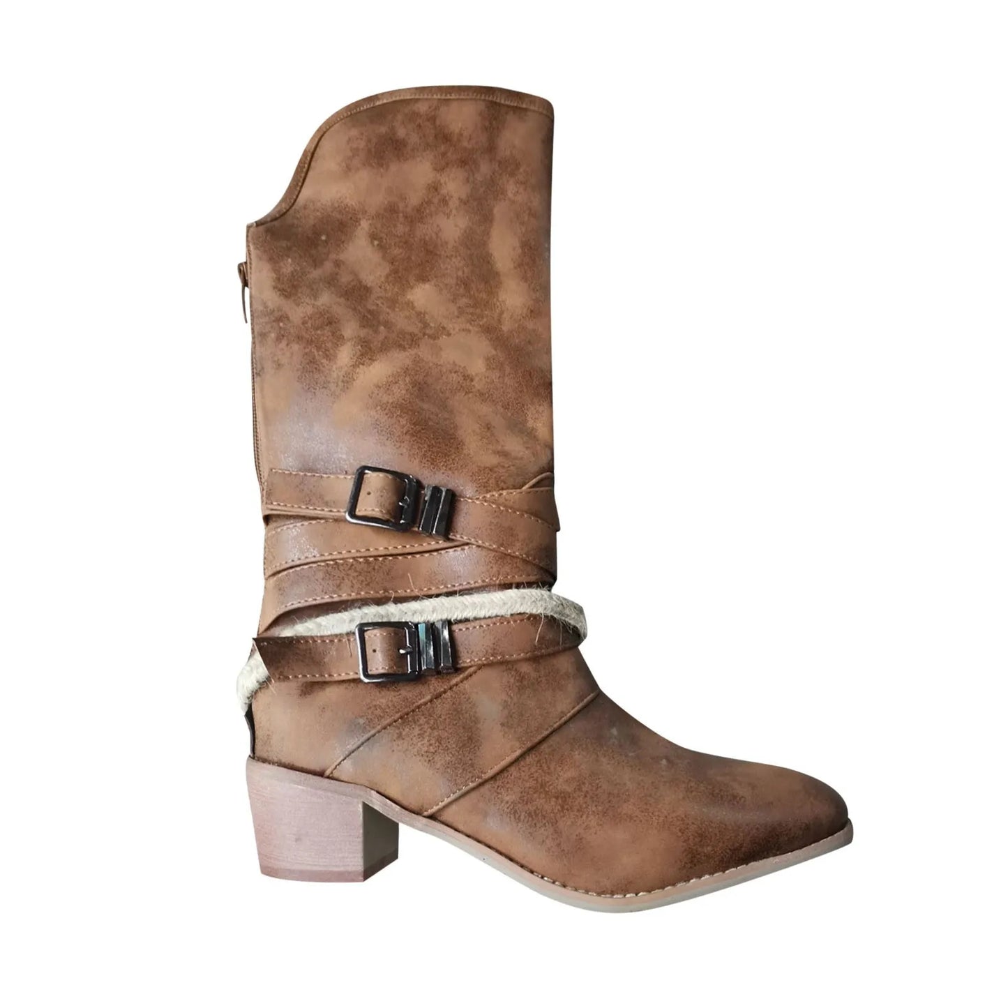 Womens Boots Knee High Wide Calf Heel Pointed Toe Nine Half Boots Brown / 38 / United States Brown / 39 / United States