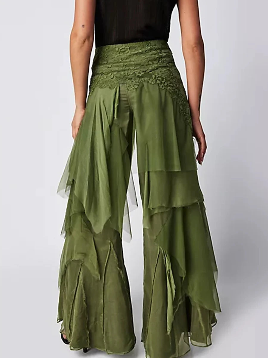 Women Y2k Aesthetic Ruffle Layered Long High Waist Wide Leg Trousers green / XL / CHINA green / L / CHINA green / XXXL / CHINA green / XL / CHINA-green / L / CHINA-green / XXXL / CHINA-green / XXL / CHINA-green / M / CHINA-green / S / CHINA-