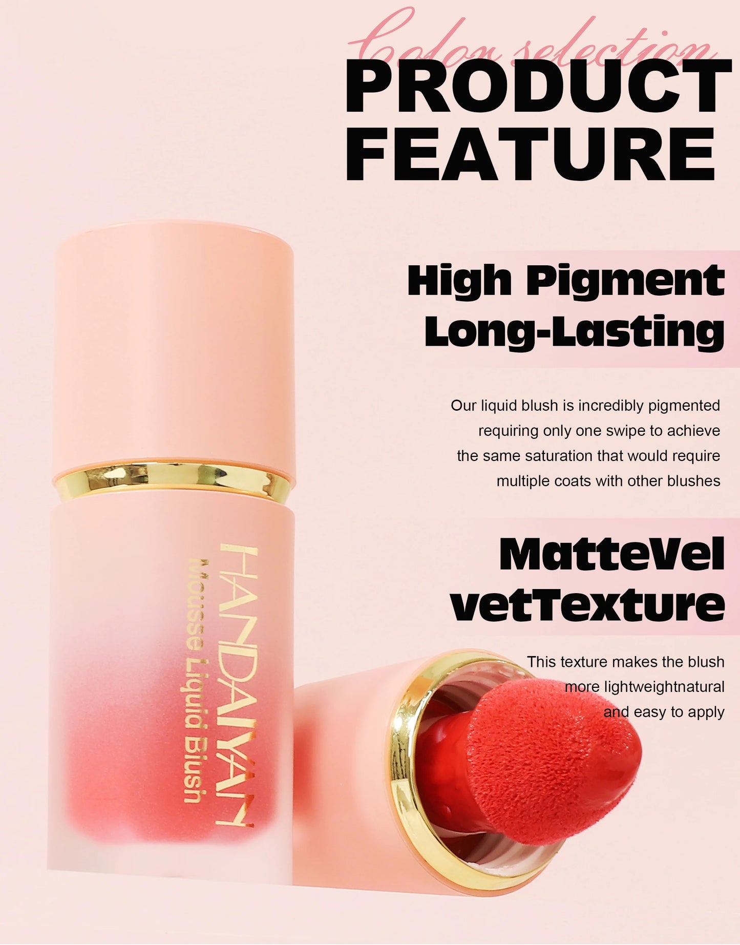 Handaiyan Matte Glitter Face Liquid Blusher Smooth Cheek Blush Highlighter Stick Rouge