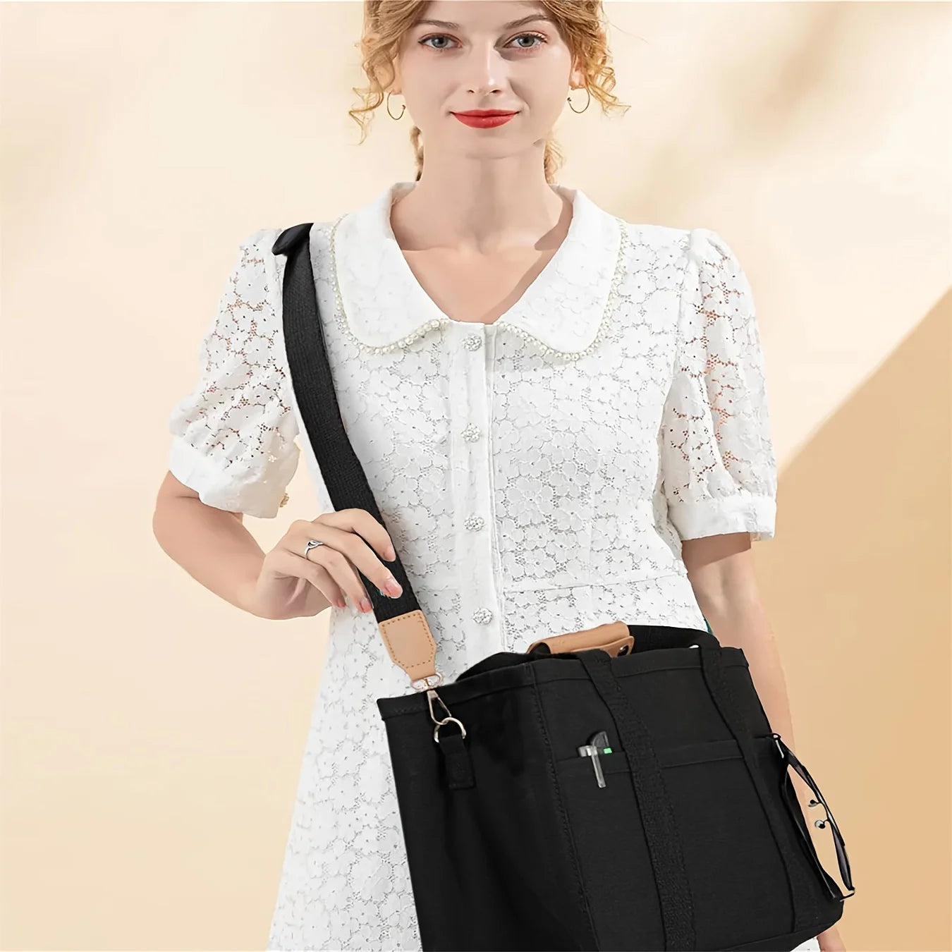 Women's Bag Canvas Large Capacity Multi Tote Handbag Layer Function Crossbody Bag