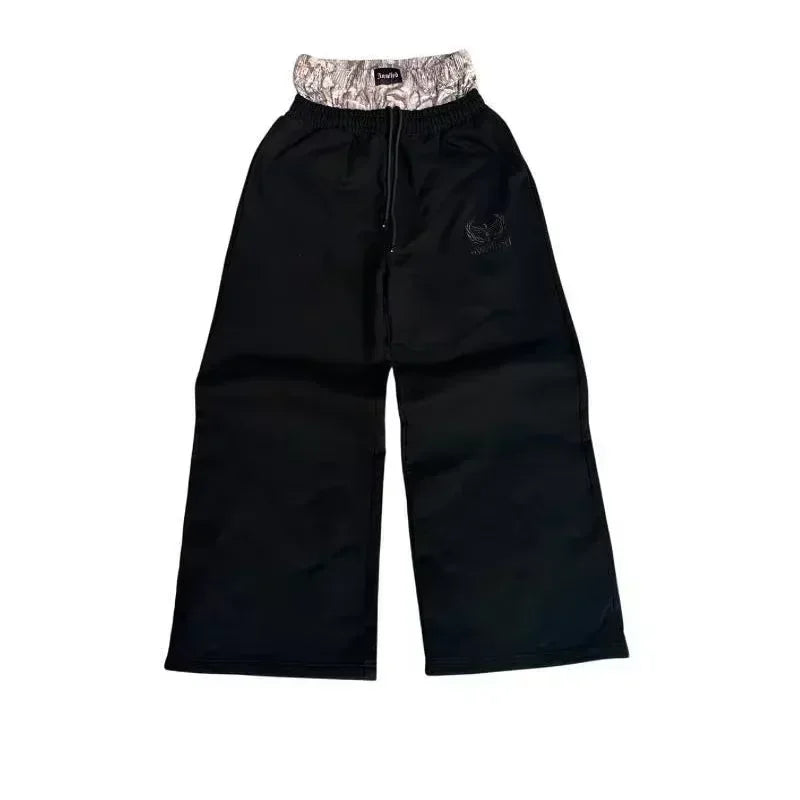 Double waist Pants New Hip Hop Men Women Jogger Drawstring Sweatpants Loose Cargo Trousers
