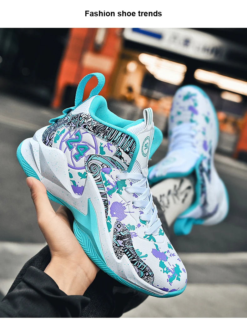 Men's Basketball Breathable Outdoor Shoes Fashion Graffiti Training Shoes