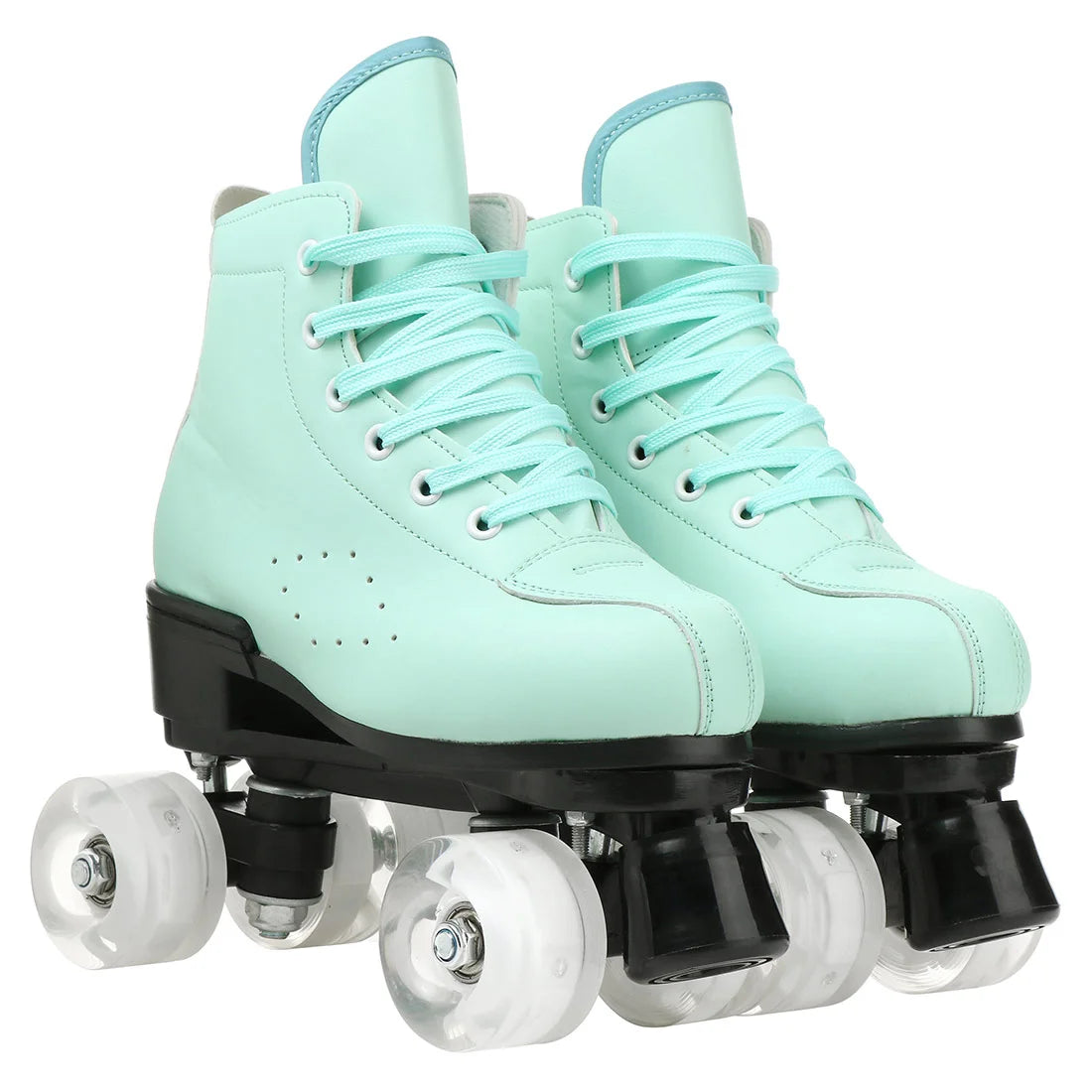 PU Leather Roller Skates Women Double Row Breathable 4 wheel Skate Shoes