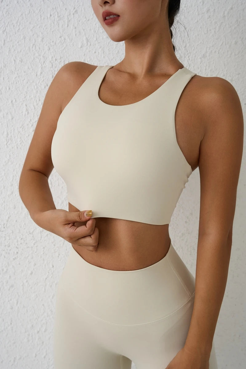 Backless Women Crop Top Fitness Solid Sports Bra Gym Shockproof