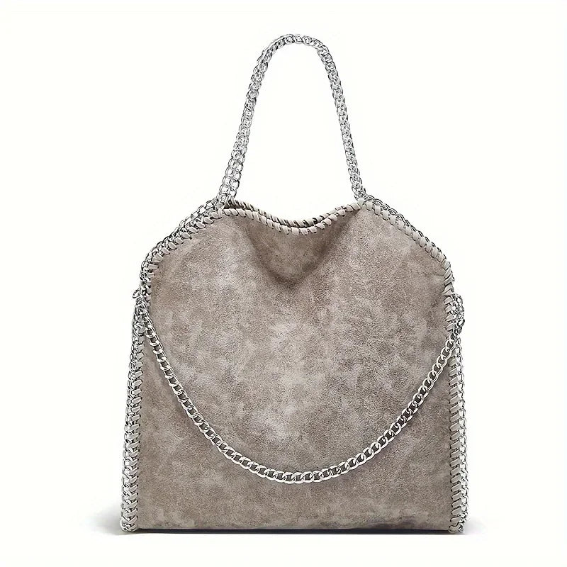 Chain Shoulder Bag, Large Capacity Tote Bag, Fashion Woven Hobo Bag For Women