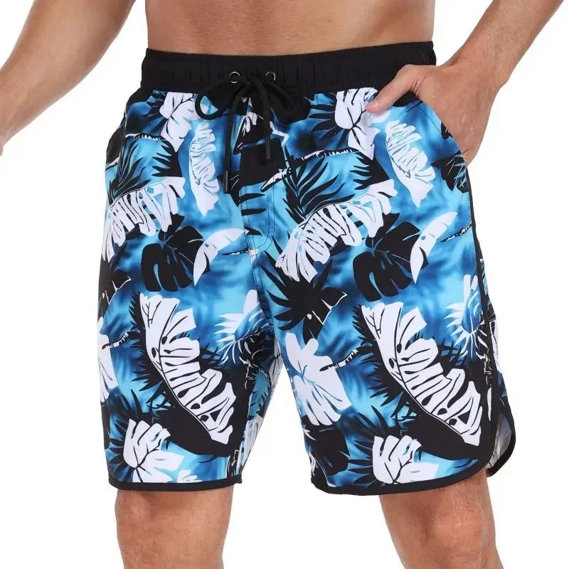 Men's Drawstring Printed Swimsuit Men Quick Dry Beach Shorts