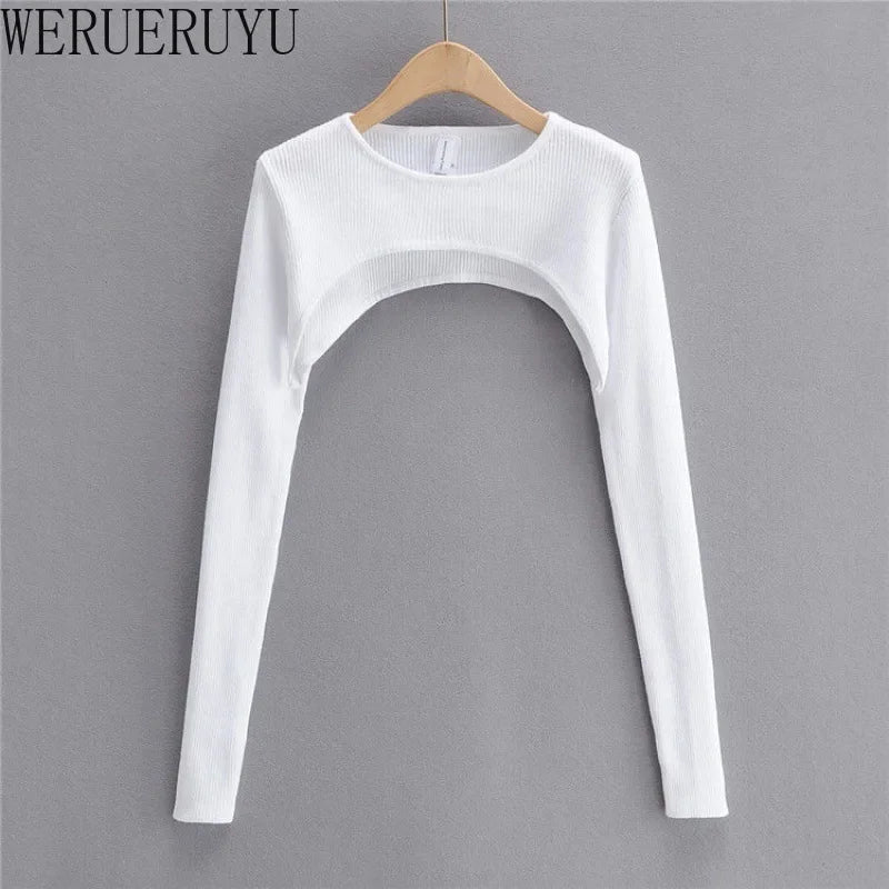 Women Long Sleeve Crop Top Y2k Aesthetic Clothes O-neck