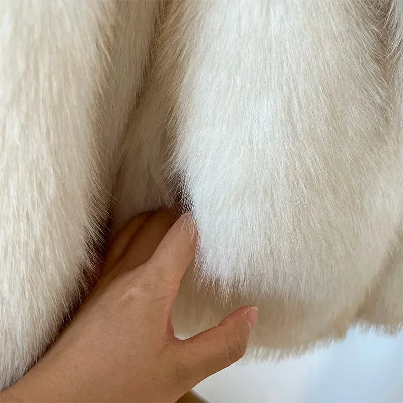 Winter Fur Coat Women Short Lazy Wind Fox Fur Jacket Cropped Fluffy