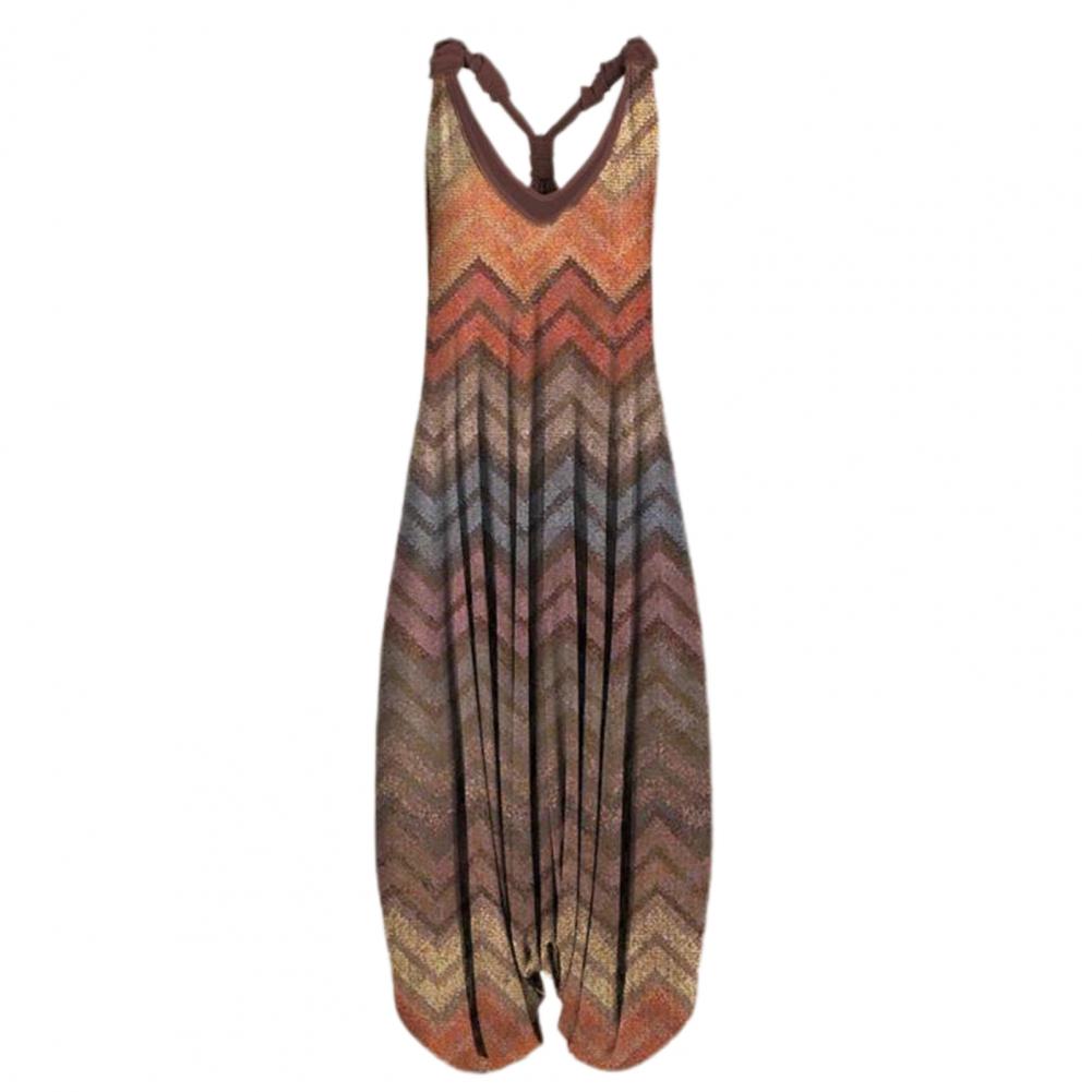 Harem Romper One-piece Jumpsuits Overalls Womens Abstract Print Backless