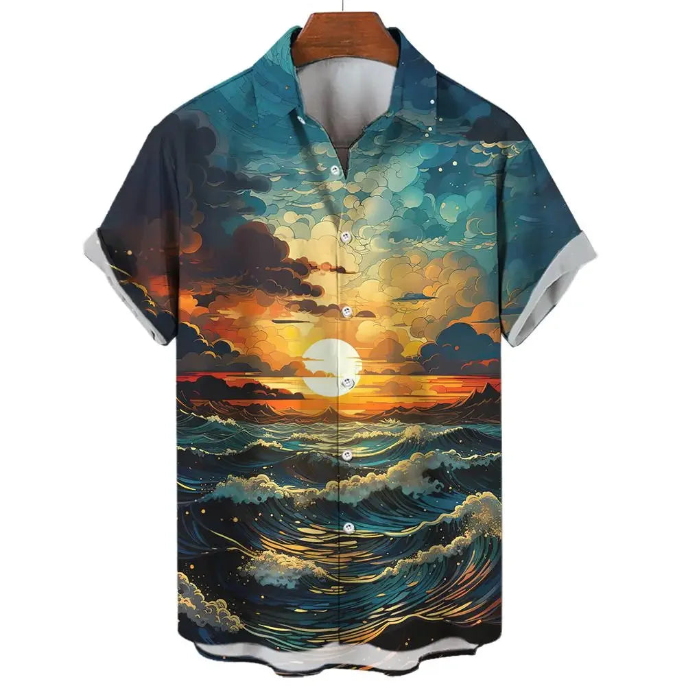 Short Sleeve Tops Japanese Style Ukiyoe Graphic Clothes Oversized Summer Apparel Streetweat Male Shirts