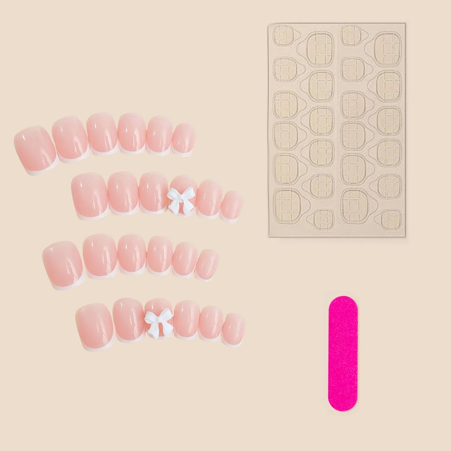 French Tips Press-on Nail Long Lasting Elegant Artificial Nail Manicure