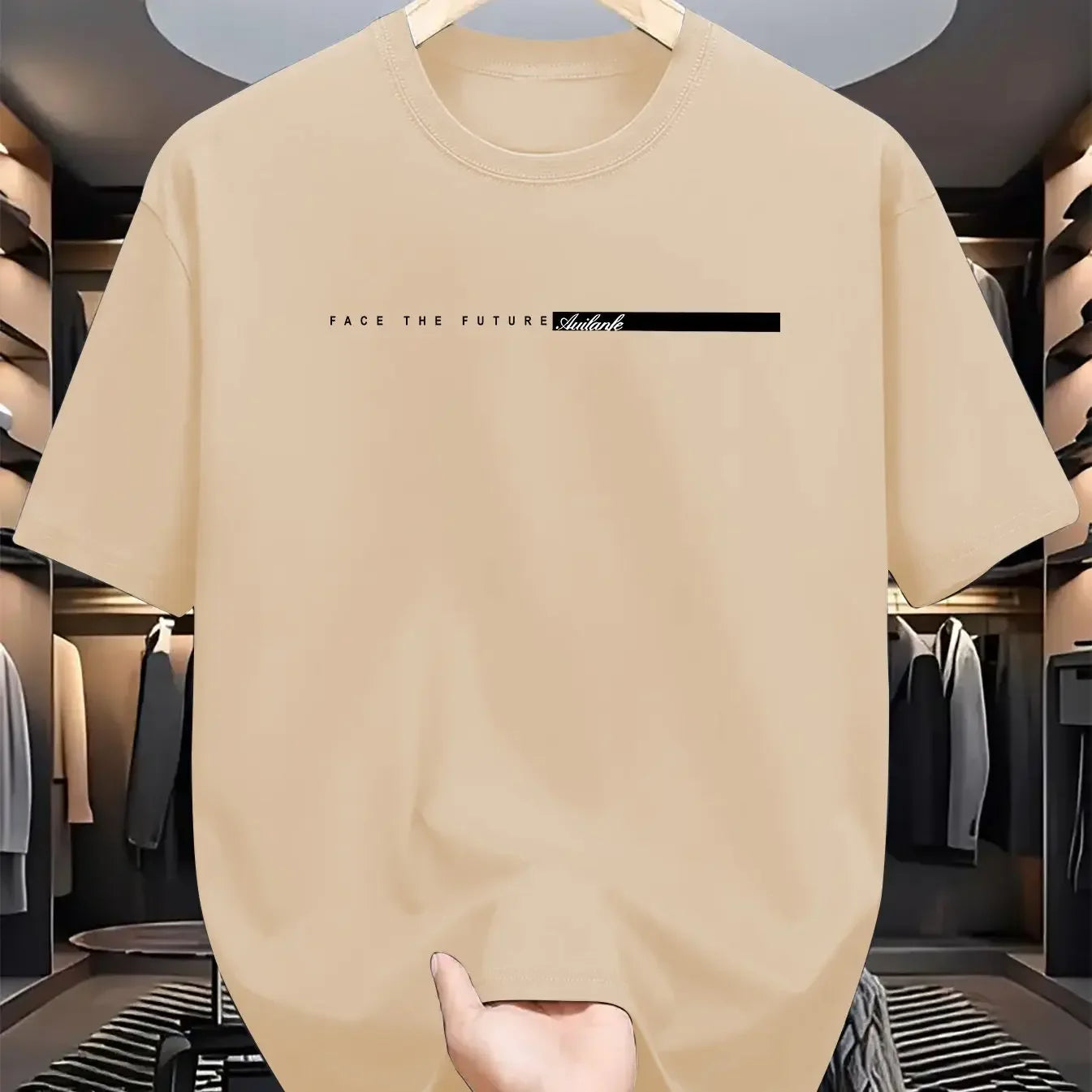 Men's Casual T-shirt, Round Neck Short Sleeves Letter Print Unisex Short Sleeves