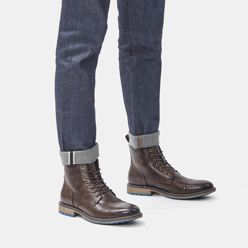 Brogue Chelsea Men Boots 2025 American style Comfortable Fashion Leather Boots